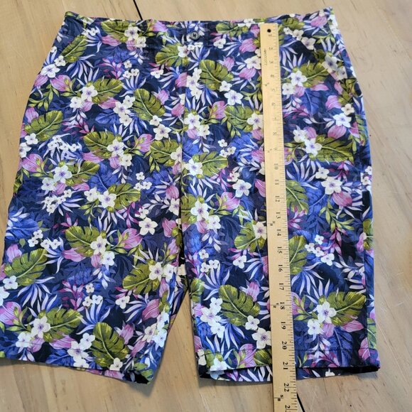 Stella Parker Shorts Multicolor Floral Boyfriend Tropical Beach Womens 12 EUC - Picture 7 of 11